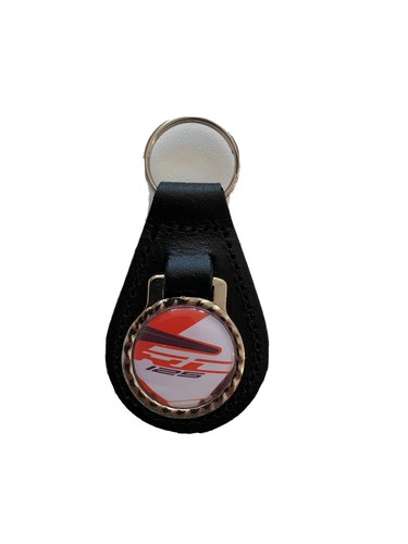 Black leather keyring fob - leather,