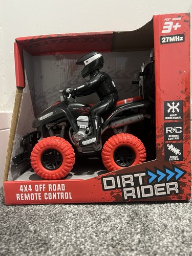 Red bck dirt rider with - &,